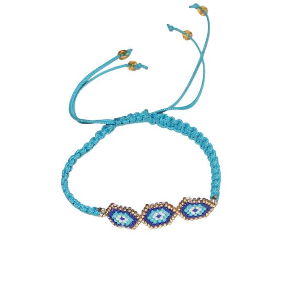 Handmade Beaded Evil Eye Bracelet NWOT - Picture 2 of 2